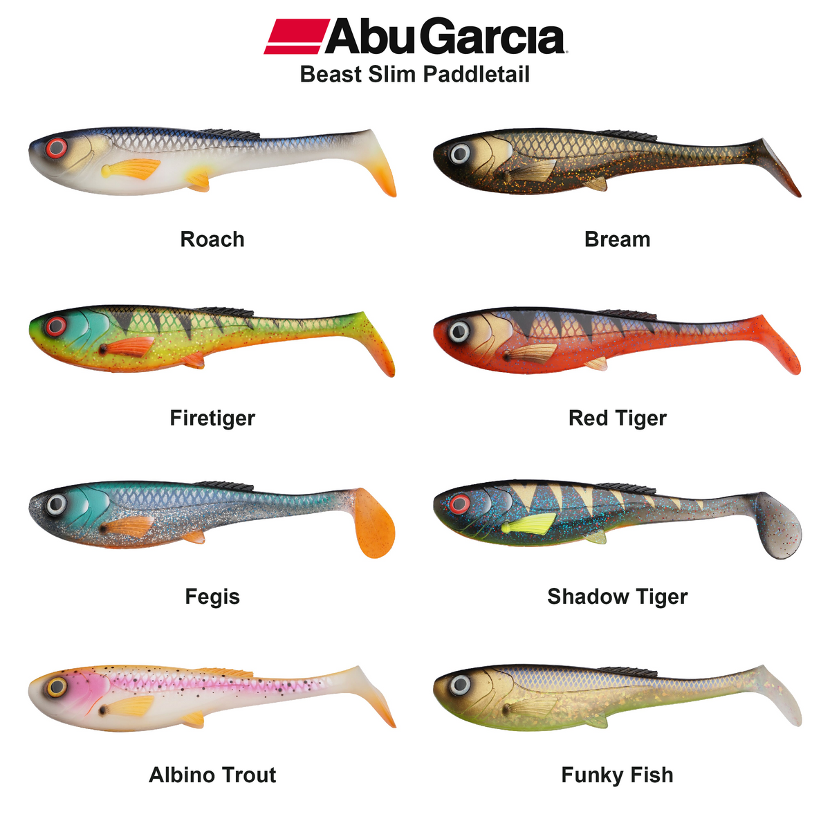 Farveoversigt – Abu Garcia Beast Slim Paddletail