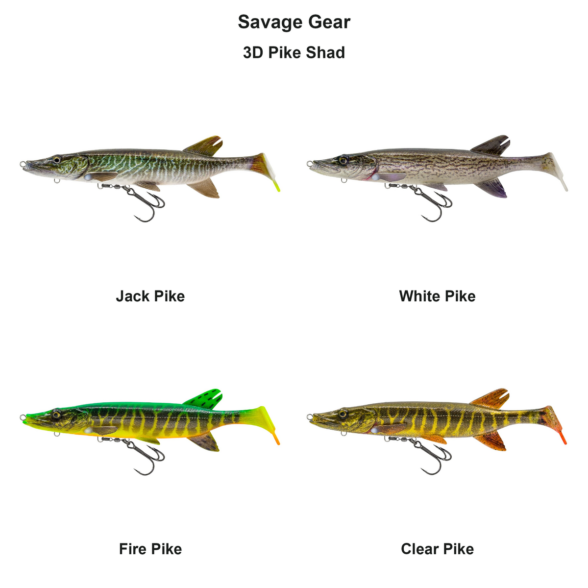 Farveoversigt – Savage Gear 3D Pike Shad