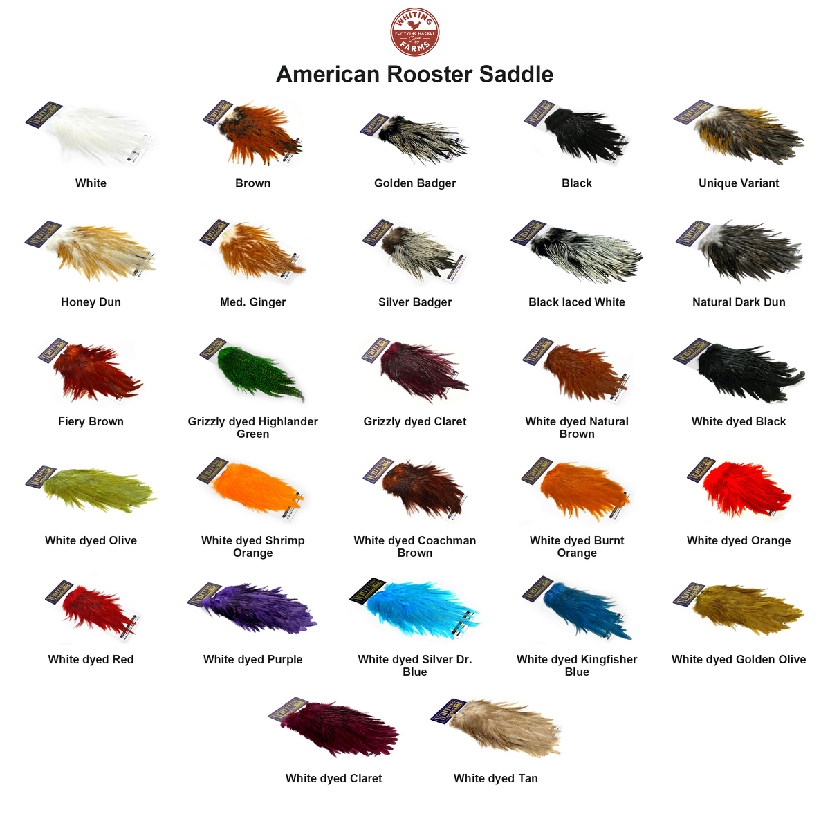 Farveoversigt – Whiting American Rooster Saddle